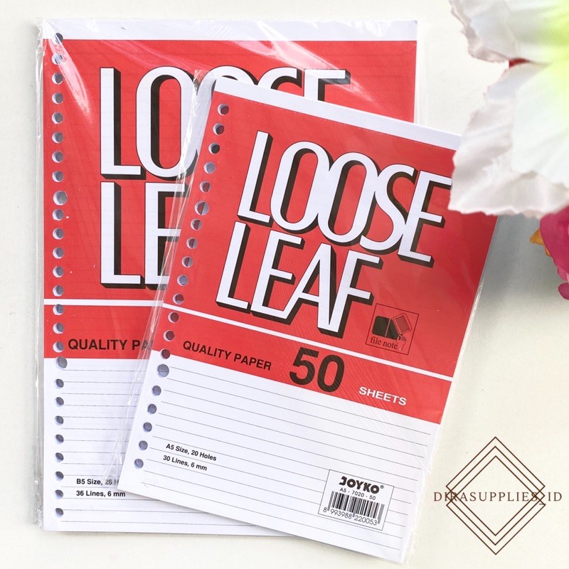 

Joyko Loose Leaf Kertas Isi Ulang Binder Ukuran A5 dan B5 Isi 50 Ruled Garis Putih
