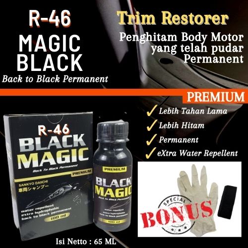 R46 Super Black Magic Premium - Penghitam Body Plastik Motor, Trim Restorer &amp; Dashboard Mobil