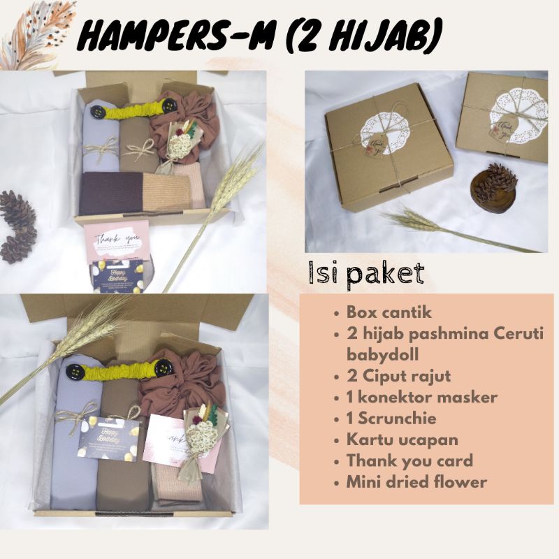Hampers HIJAB PASHMINA CERUTY PREMIUM/GIFT BOX HIJAB/ HAMPERS ULTAH/ HAMPERS WISUDA(FREE BUBBLEWRAP)