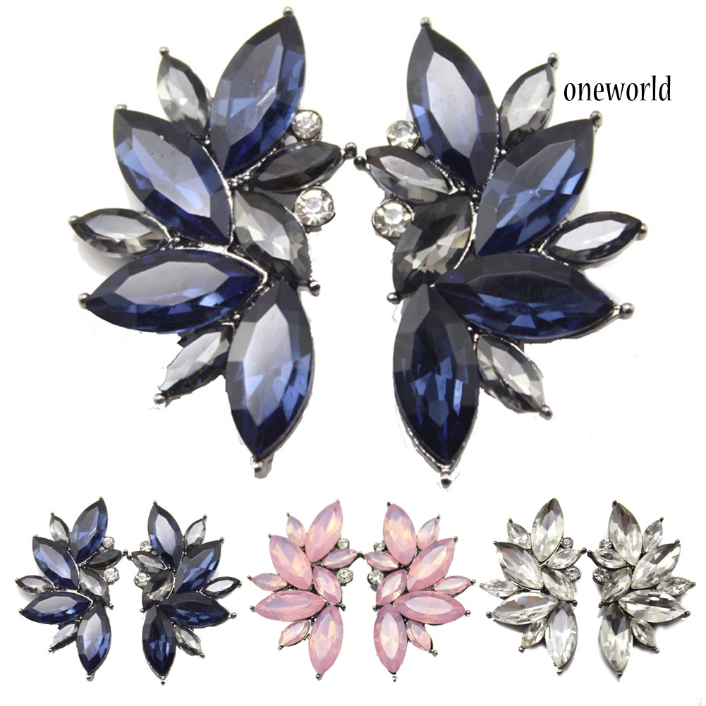 OW@ 1 Pair Fashion Women Rhinestone Ear Drop Dangle Stud Earrings Jewelry Gift