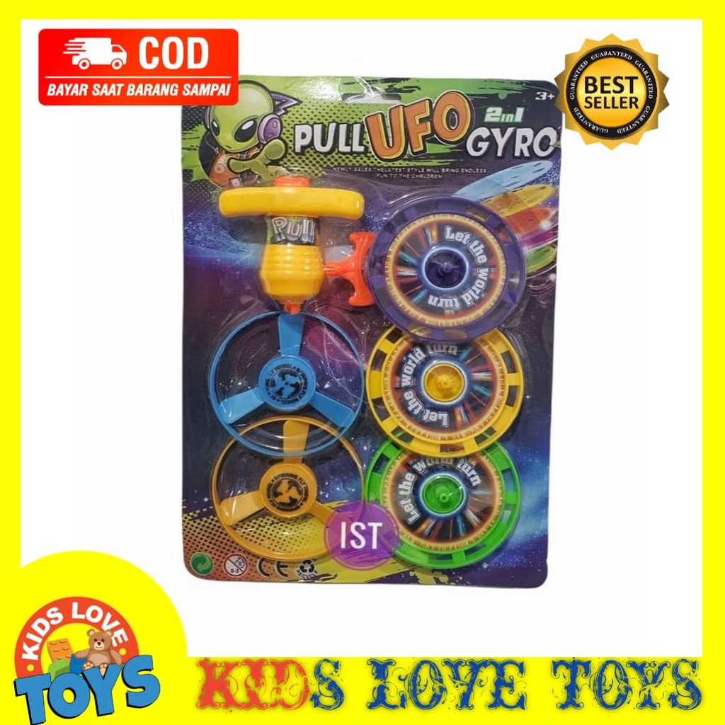 MAINAN ANAK PULL UFO GYRO 2 IN 1 GANGSING GANGSINGAN PENCET ADA 5 GASING PIRINGAN PROMO TERMURAH COD