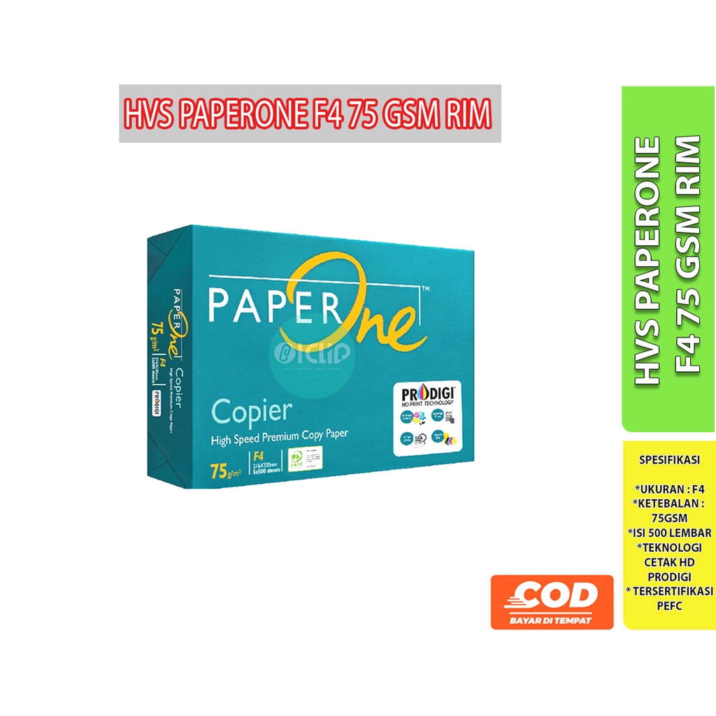 

KERTAS HVS PAPERONE F4 75 GSM 1 RIM kertas Fotokopi