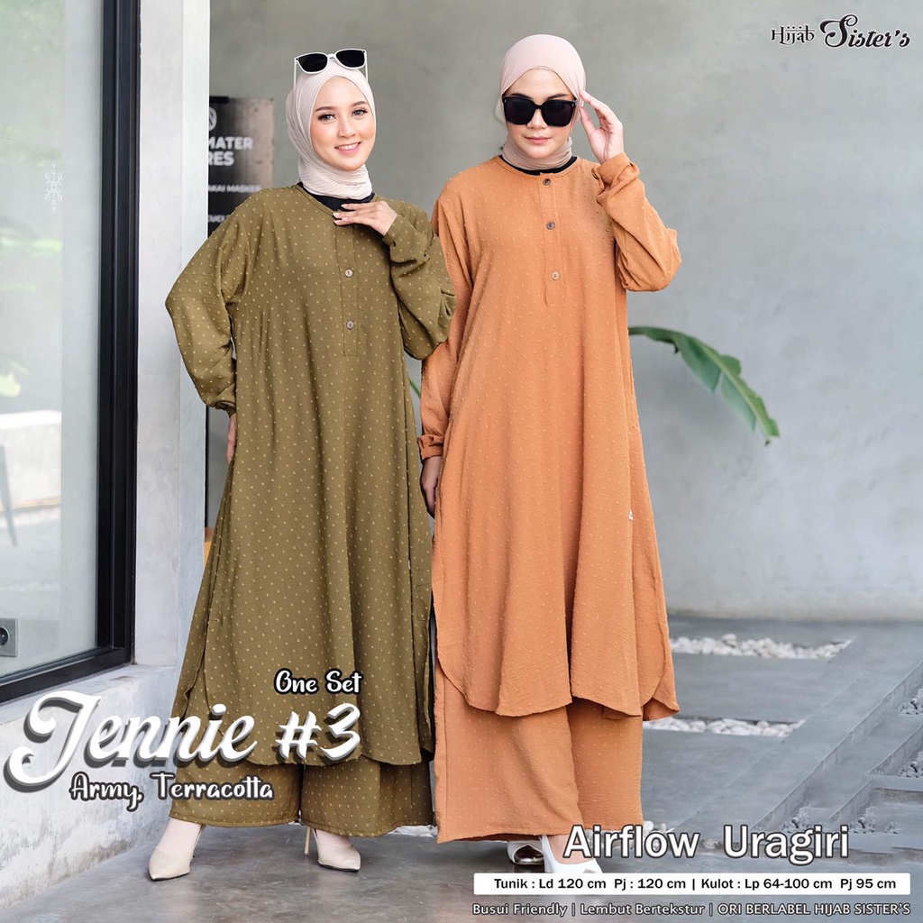 Hijab Sisters Jennie Set Jumbo / Setelan Celana Wanita Fashion Muslim Tunik / One Set Crinkle Airflow LD 120-2