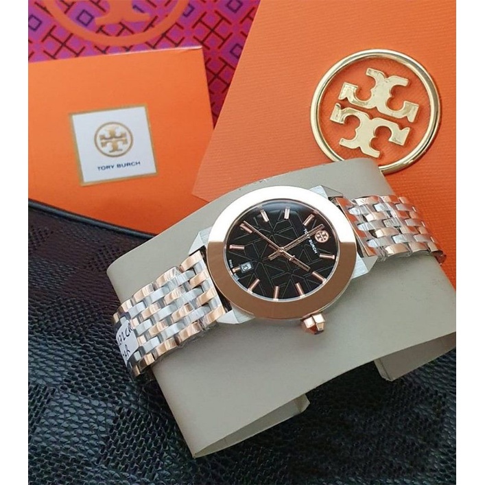 Tory Burch Women Watch Silver Black Rose Gold TB8002