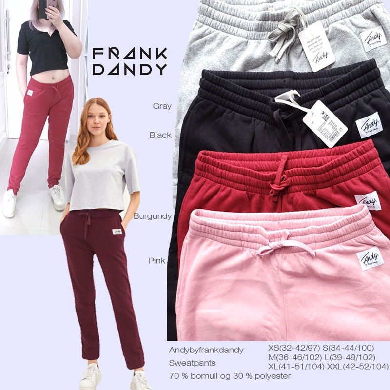 lovemecorner ANDY BY FRANK DANDY SWEATPANTS CELANA PANJANG WANITA CELANA OLAHRAGA WANITA WORK OUT BA