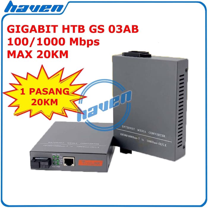 1 pair gigabit fiber optic converter - FO Converter rj45 single mode