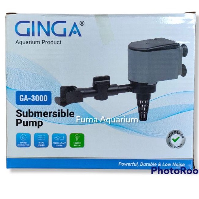 GINGA 3000 GA-3000 Pompa Celup Filter Air Aquarium Kolam Low Watt Submersible Pump Power Head