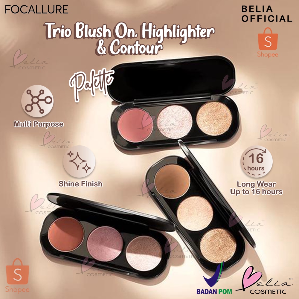 ❤ BELIA ❤ FOCALLURE Blush &amp; Highlighter Palette FA26 | Blush On | Highlighter | Contour Palette (✔BPOM)