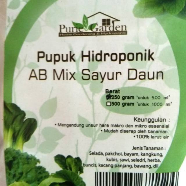 AB MIX Sayuran daun / Nutrisi Tanaman hidroponik