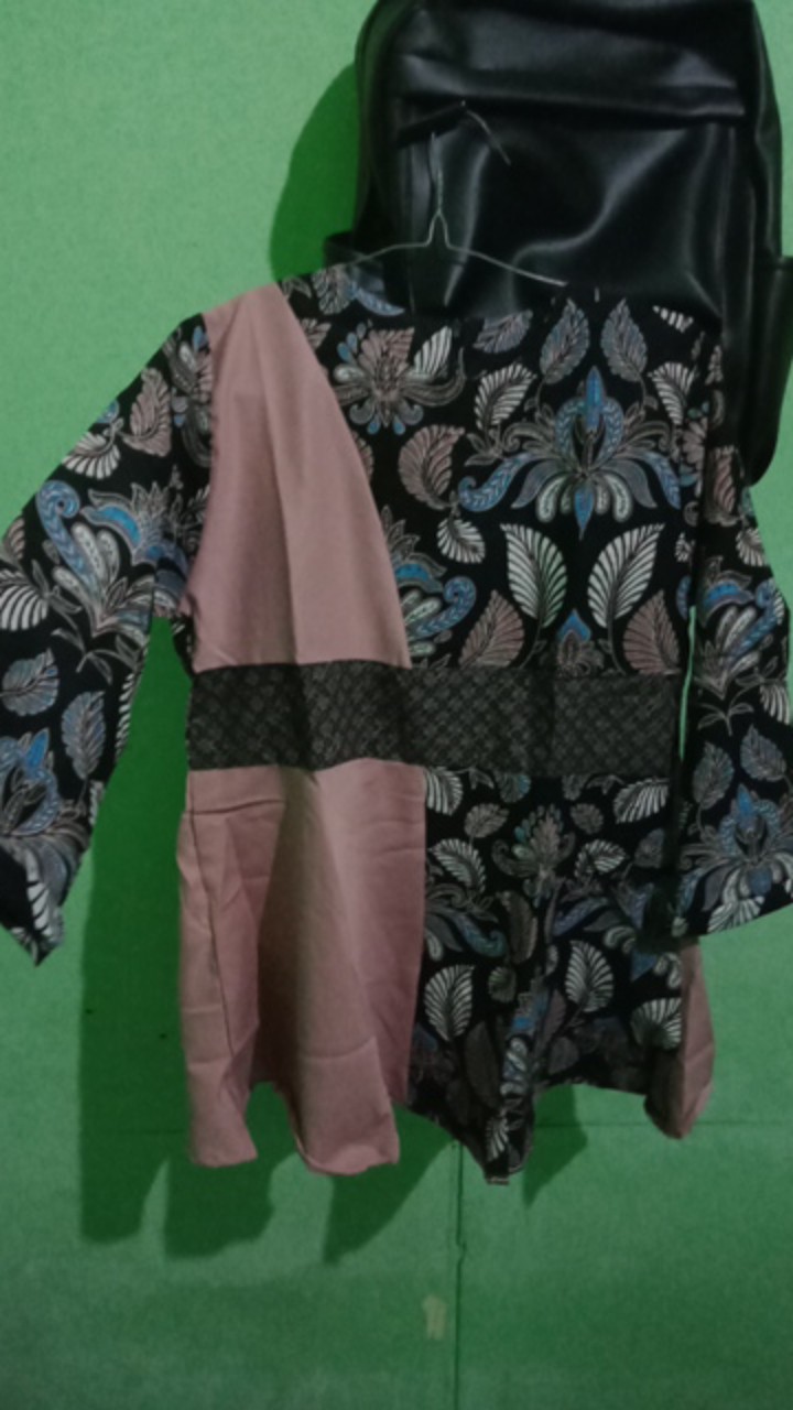 Ori Atasan Blus Batik Wanita Modern Halus Dolby Kombinasi Brokat Polos