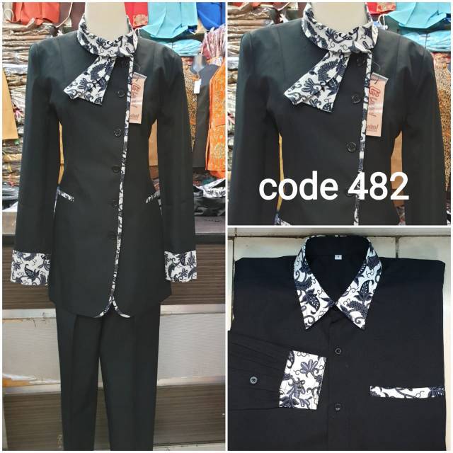stelan blazer batik hitam lolani