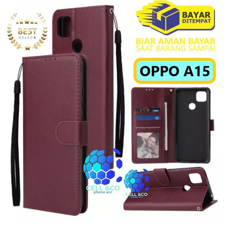 Flip cover OPPO A15 Flip case buka tutup kesing hp casing flip case leather wallet