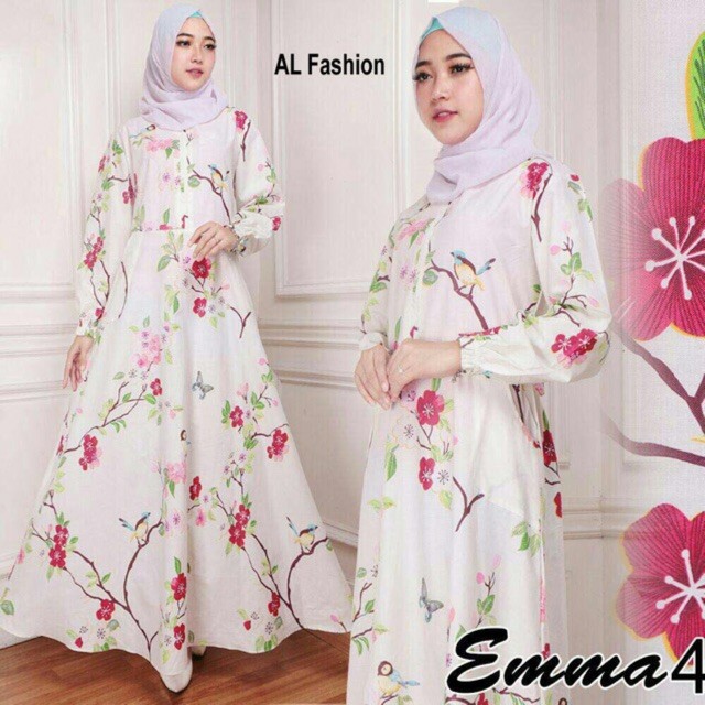 gamis katun jepang bangkok putih