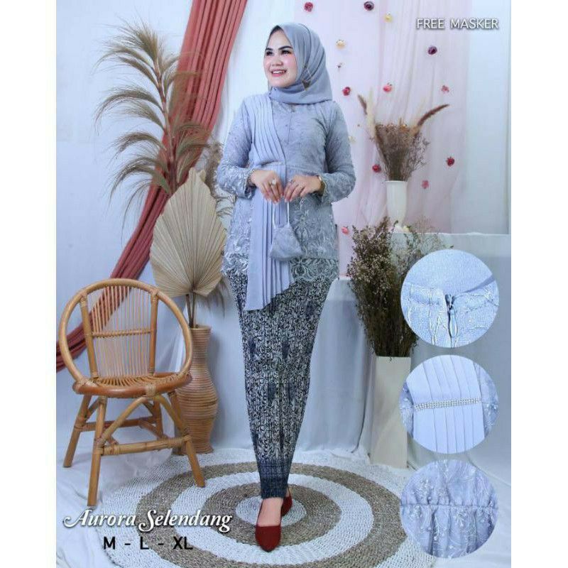 AZURAH SCRAF  // (REALPICT) SETELAN KEBAYA AURORA SELENDANG// BLOSUSE AMALIA // SET KEBAYA AURORA SELENDANG // KEBAYA WISUDA // KEBAYA TERBARU // KEBAYA MODERN