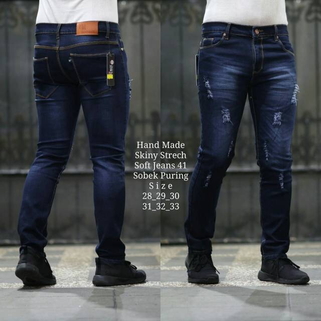 Celana Jeans Pria Putih Polos Whisker Thin Brown (29-34) Acid Wash Premium