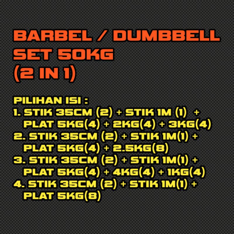 RB (2 In 1) Dumbbell + Barbel Set 50KG / Dumbbell 50KG / Barbel 50KG