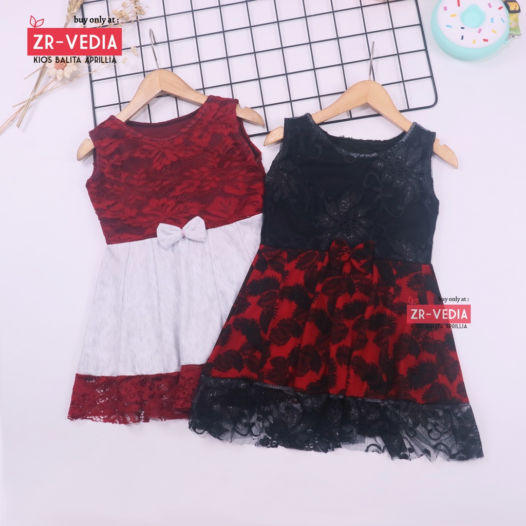 Dress Zulfa uk 1-2 Tahun / Dres Brokat Anak Perempuan Brukat Balita Cewek Pakaian Baju Import