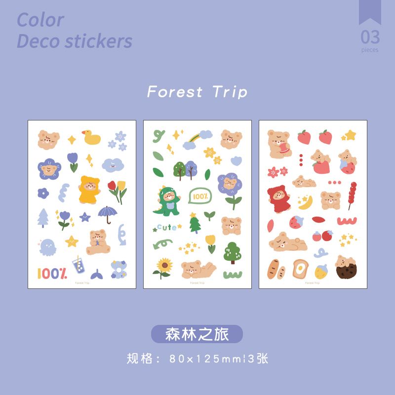 

Floralwhite 3 lembar stiker beruang lucu dekorasi diary versi C