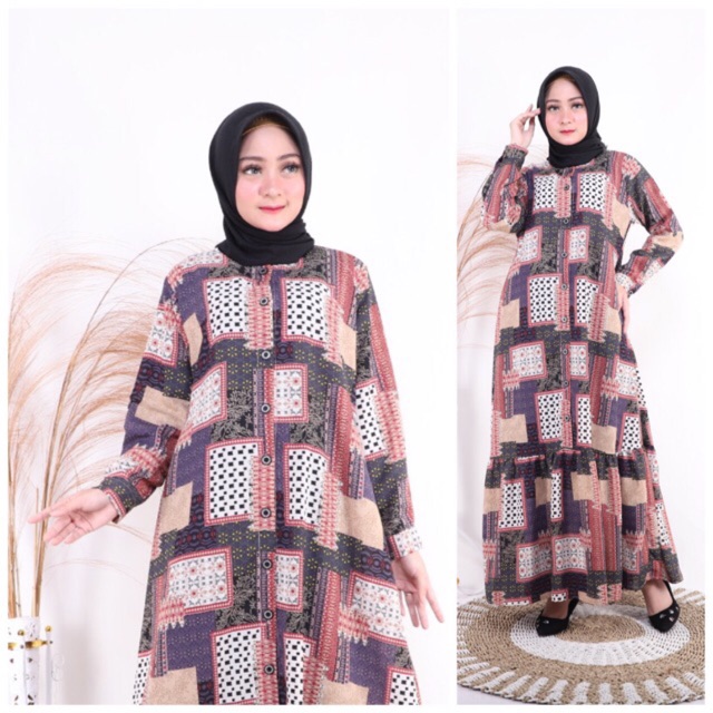 Gamis Wolfis Monalisa LD105 Busui Kancing Deret / 156-5080