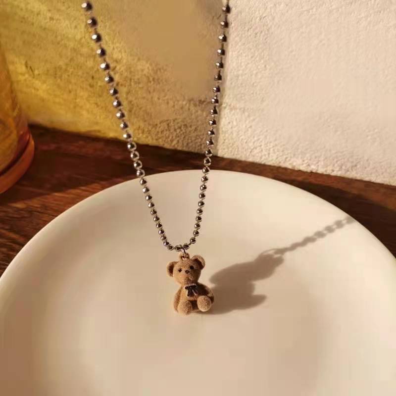 Kalung Rantai Choker Dengan Liontin Beruang Lucu Untuk Wanita