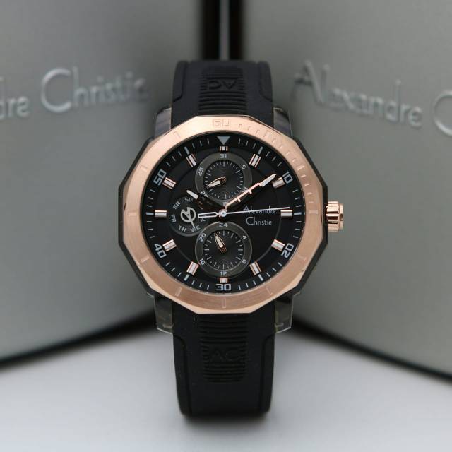 Jam tangan wanita alexandre christie ac6552 rosegold black original