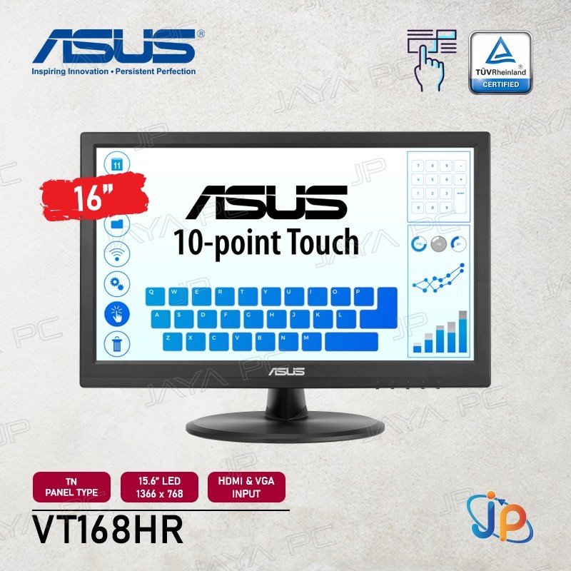 Monitor ASUS LED VT168HR Touch Screen - 10 Point Multi Touch 16" Inch