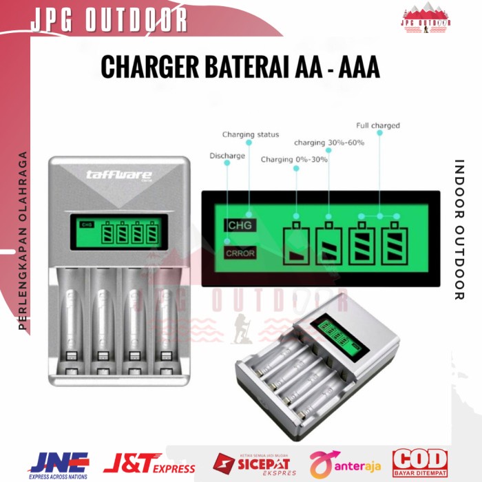 Charger Baterai LCD Display 4 Slot Baterai Rechargeable AA AAA - AA 2PCS