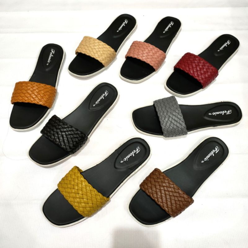 sandal wanita murah import Felonie WK 01. Selop anyaman terbaru..!