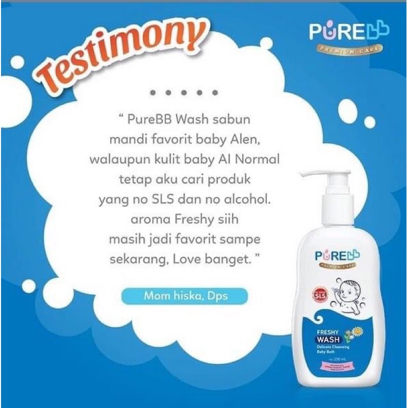 PURE BABY / BB WASH 230ml - Sabun Mandi Cair Bayi / Anak 230 ml / 2 IN 1