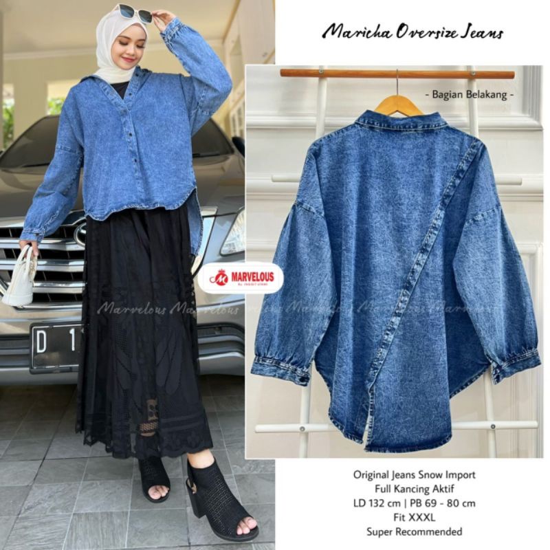 MARICHA OVERSIZE JEANS BY MARVELOUS / BLOUSE JEANS WANITA MUSLIMAH / blouse jumbo jeans