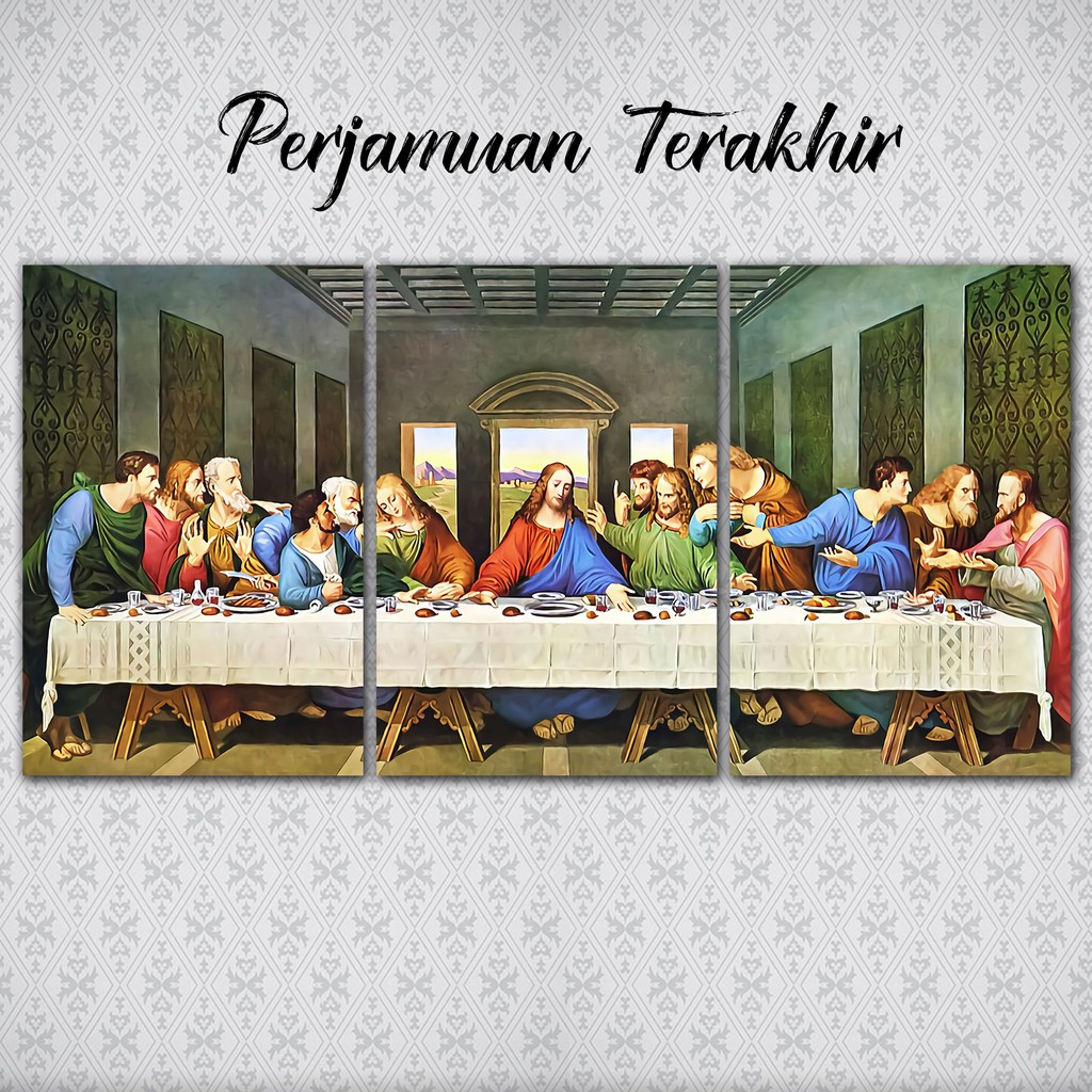 POSTER KAYU PERJAMUAN TERAKHIR WALL DECOR NASRANI KRISTEN KATOLIK THE LAST SUPPER