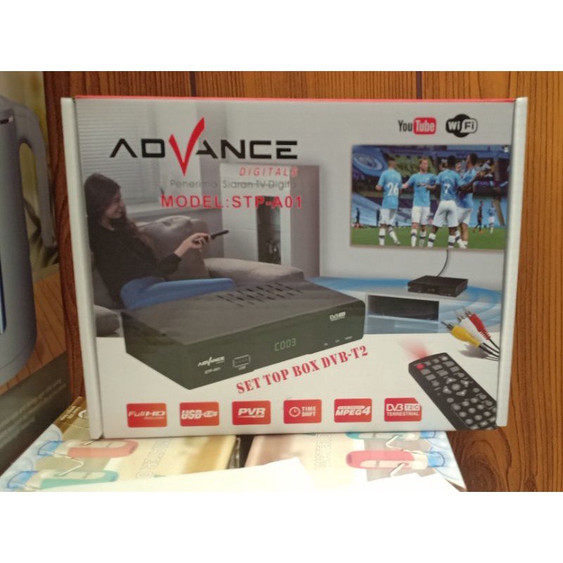 Set Top Box ADVANCE STP-A01 DVB-T2 Receiver TV Full HD ( Free Kabel RCA ) Bisa Wifi Youtube - Terbaru