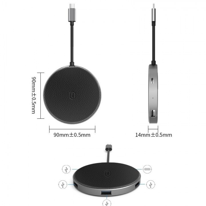 WIWU APOLLO A641WC - 5-in-1 USB-C Hub and Fast Charge Wireless Charger