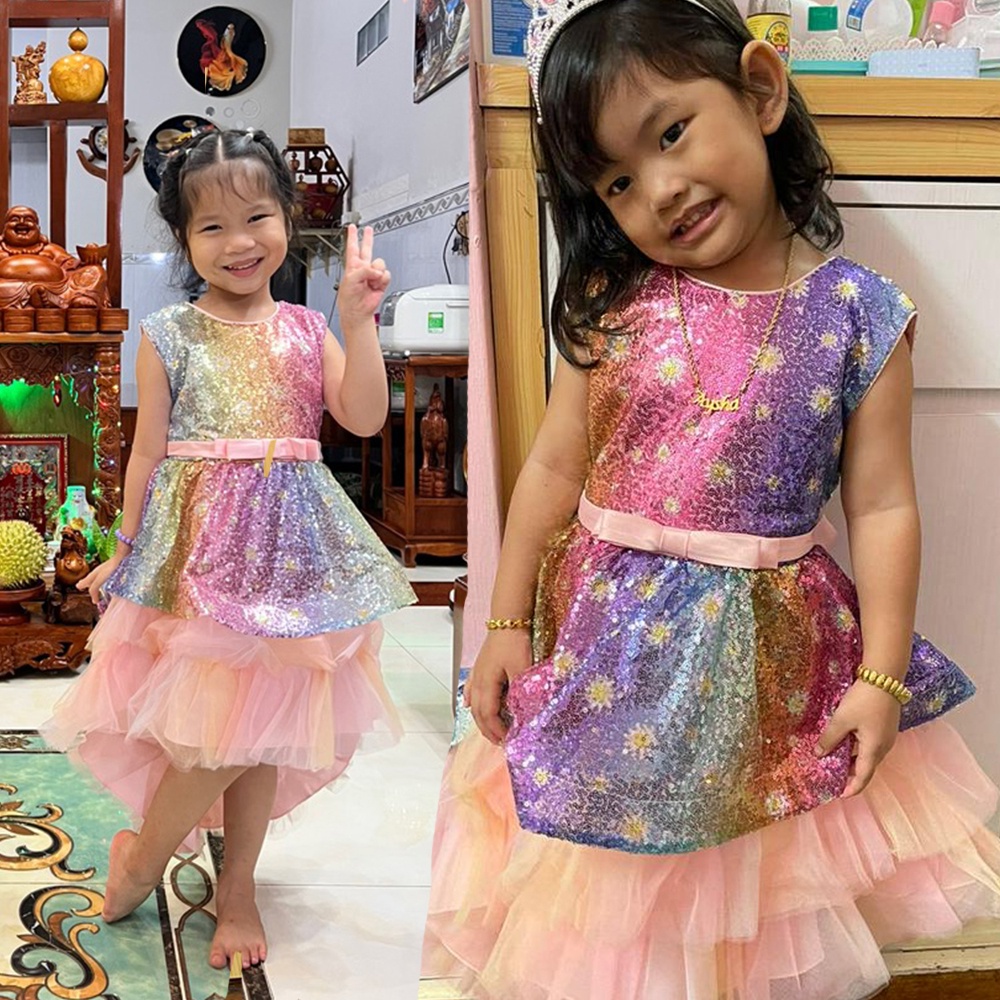 3-10 thn Anak Payet Putri Gaun Pesta Ulang Tahun Ekor Besar