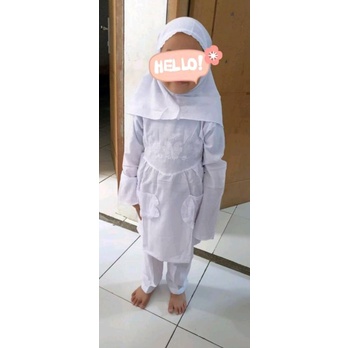 STELAN ANAK CEWEK KATUN PUTIH II BAJU MUSLIM ANAK