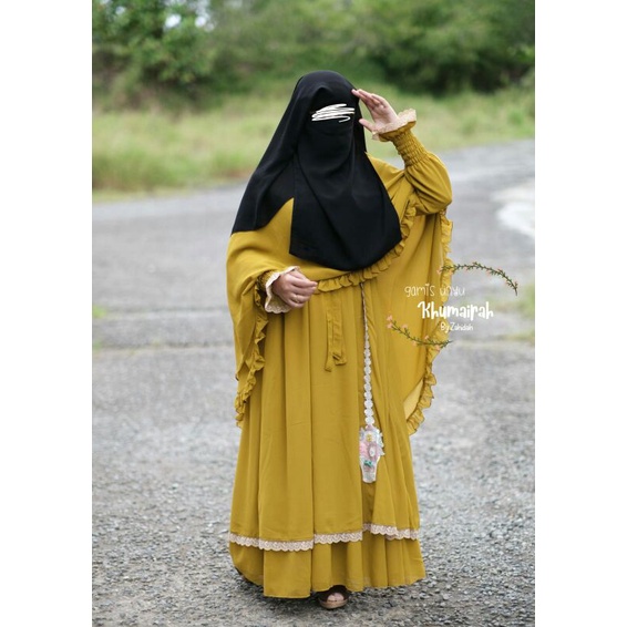 Gamis khumairah cantik set cadar original dari zahidah