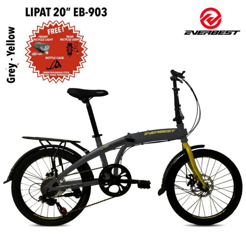Sepeda Lipat 20 inch EB 903 Everbest Free Lampu, Bottle cage