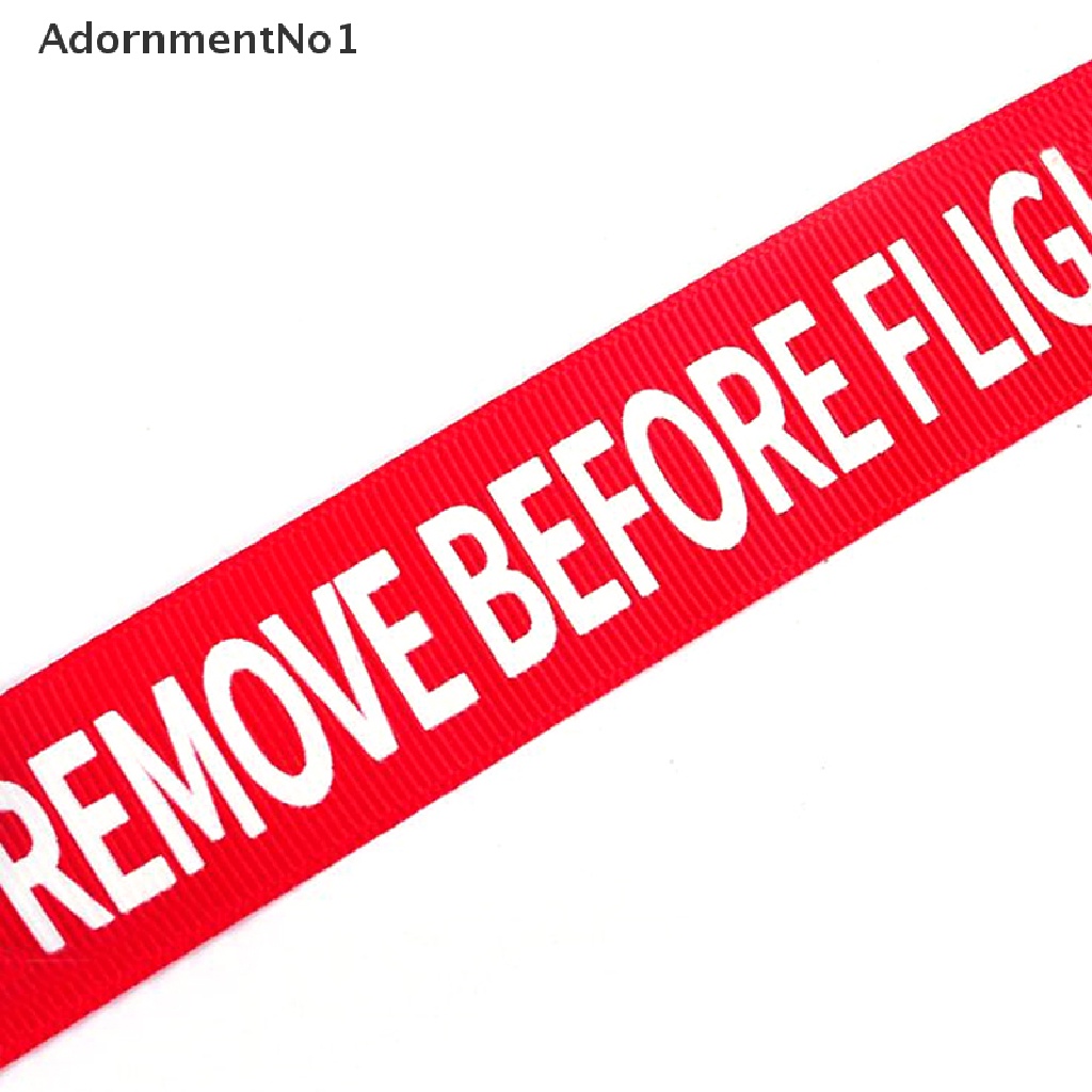 (AdornmentNo1) Gantungan Kunci Motif Bordir Tulisan Remove Before Flight Untuk Aksesoris Tas / Sepeda