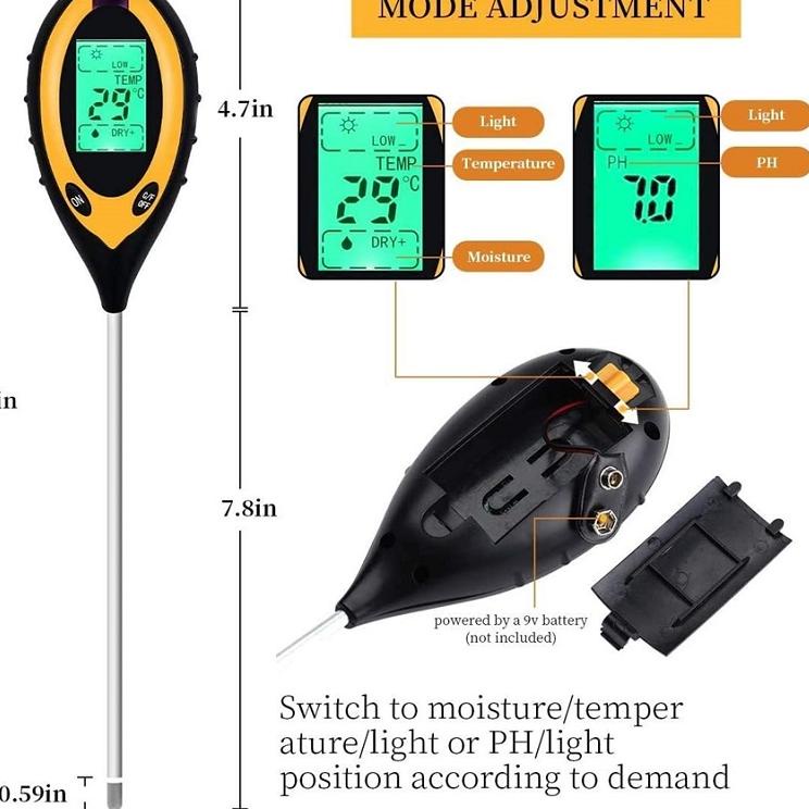 Siap Kirim.. 【Barang Tersedia】Alat Pengukur Suhu Tanah Mediatech Soil Meter 3/4 in 1 Soil Moisture T