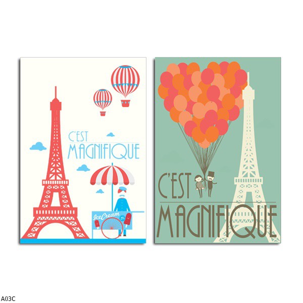 Hiasan Dinding / Wall Decoration 13,5cm X 20cm Tema Menara Eiffel A03C