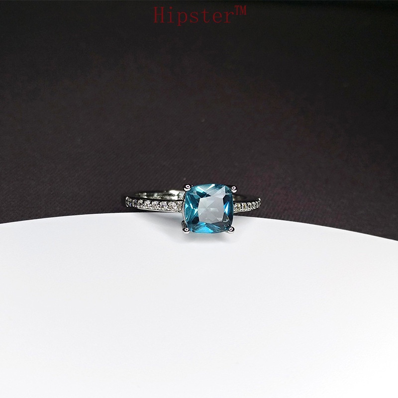 Hot Sale Classic Luxury Inlaid Colored Gems Square Diamond Ring