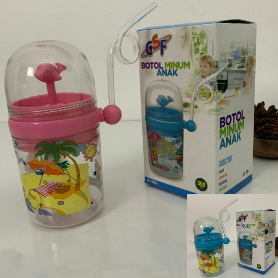 BOTOL MINUM LUMBA-LUMBA AIR MANCUR VIRAL PENUTUP + BPA FREE / BOTOL MINUM ANAK LUMBA LUMBA VIRAL