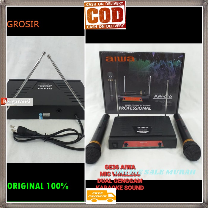 G36 AIWA NAIWA MIC WIRELESS SYSTEM WIRELES SISTEM KARAOKE VOKAL VOCAL MICROPHONE MIC MIKROPHONE PROF