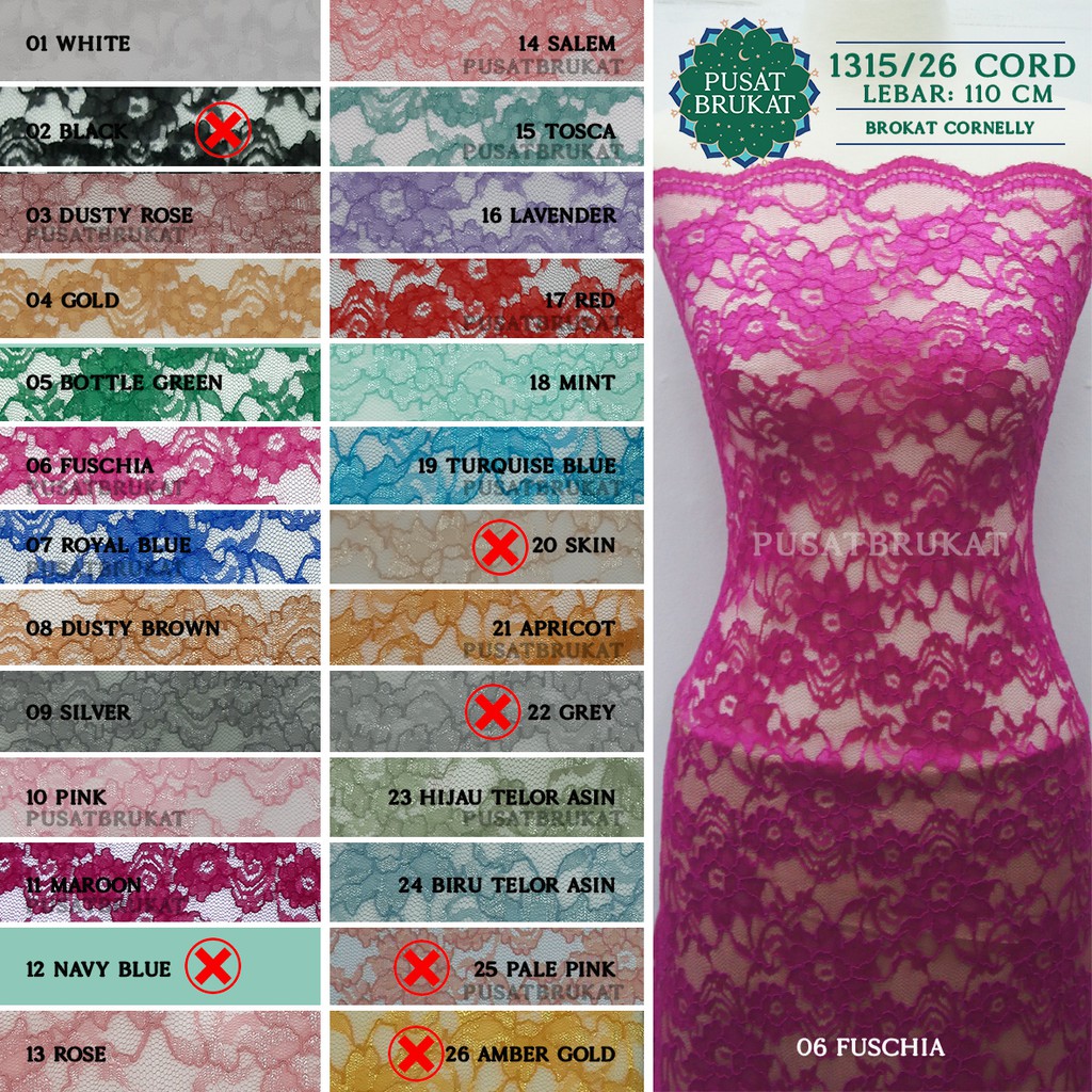 KAIN BRUKAT TULANG / BAHAN KEBAYA BROKAT CORNELI CORNELLY ASHA - LP 1315 CORD BRT - [harga per 0.5m]