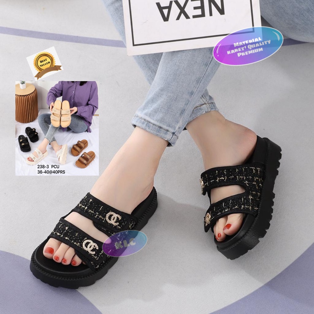 sandal wedges perempuan sandal karet wanita balance 238-A