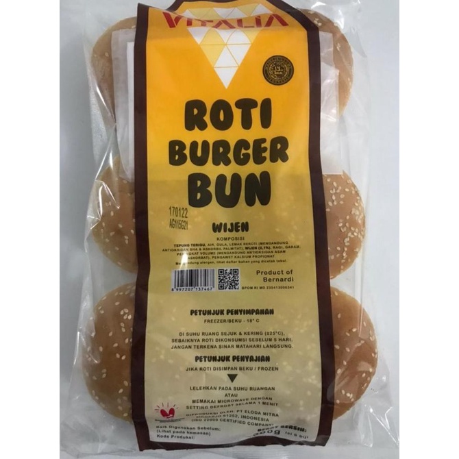 

BERNARDI VITALIA Roti Burger Bun Wijen isi 6 TERLARIS TERPERCAYA ORIGINAL