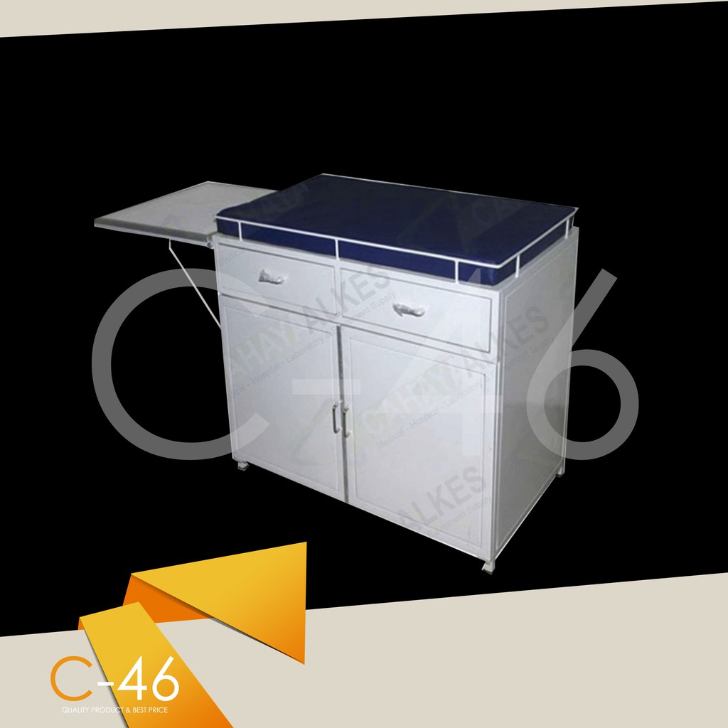 Meja Resusitasi Bayi / Baby Table Powder Coating / Examination Table dengan lampu