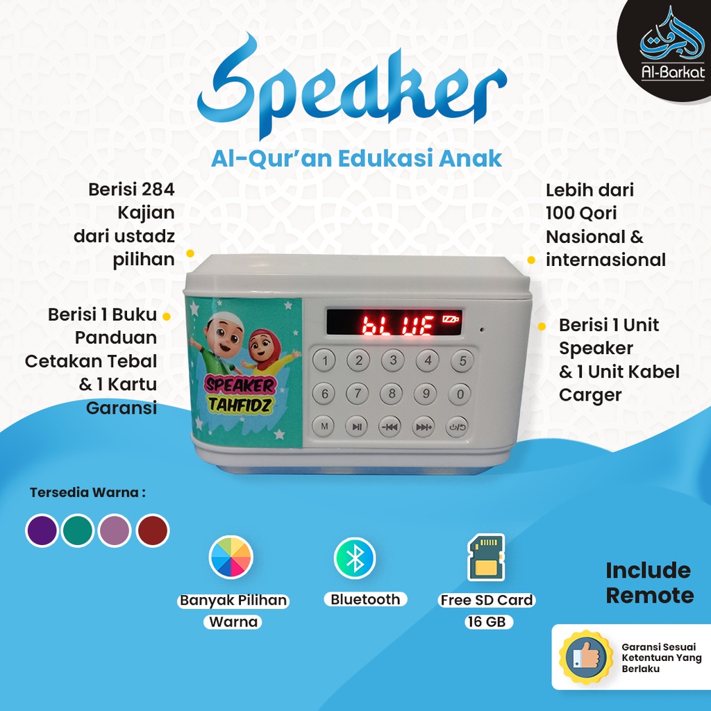 Speaker Bluetooth Portable Alquran Tahfidz Murottal Murotal Quran Digital Islam Muslim Edukasi Anak