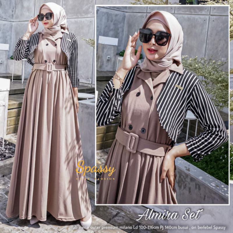 Almira Set | Baju Dress Wanita Setelan Casual | Gamis Muslim Busui Kekinian 2021