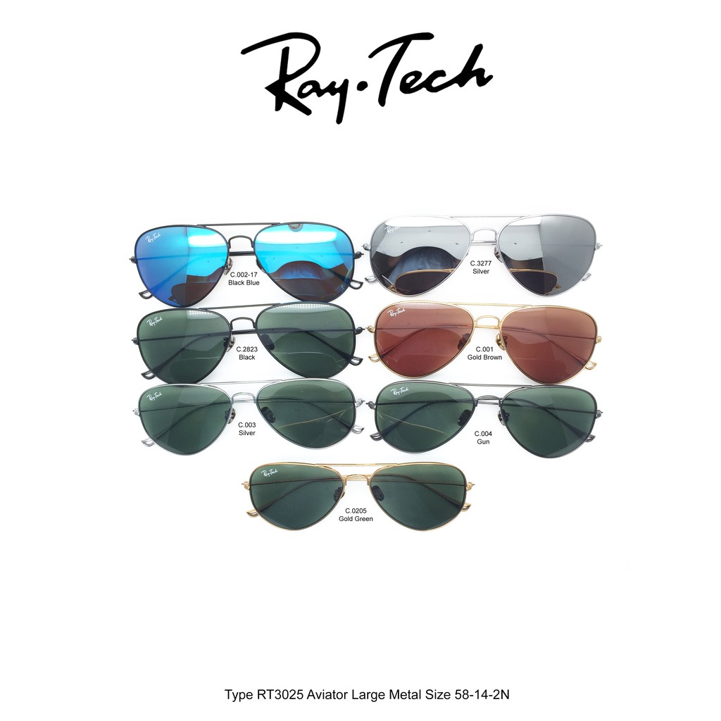 Kacamata Ray-Tech 3025 Aviator Large Metal